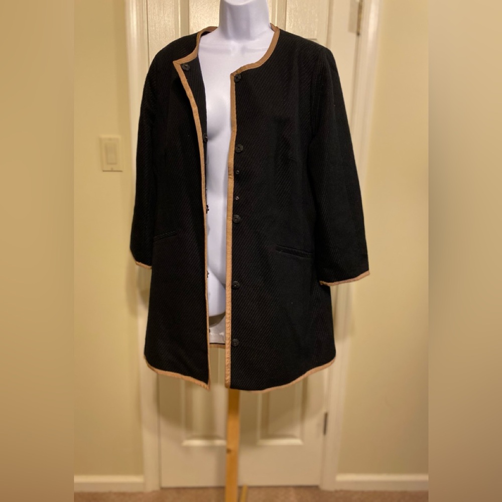 Talbots Black and Tan Women's Spring Coat, Size: 10